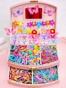 918件/套梦幻女孩发饰套装，包含超大蝴蝶结、星星发夹、可爱动物、彩虹、花朵造型发夹——适合女孩和女士，多种发圈可用于扎马尾、编发等。打造属于你的梦幻发型，日常必备，四季皆宜，美发套装，发带，头饰 - 彩色 - 查看 16