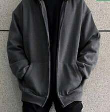 Popular Costume Winter Oversized Zipper - Dark Grey - View 1