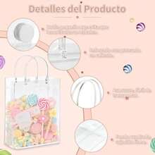 Janety 30PCS Transparent PVC Gift Bags with Handle and Button Reusable Clear Packaging for Candies Parties Birthdays Weddings 25*20*7 cm Ideal for Event Favors Gift Wrapping and Eco-Friendly Storage Solutions - Transparente - Ver 4