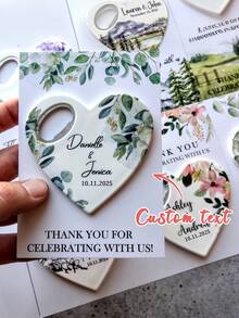 Heart-Shaped Bottle Opener, Wedding Guest Gift, Customized Bottle Opener, Personalized Heart Design, Wedding Party Favor, Personalized Wedding Favor, Heart-Shaped Bottle Opener With Thank You Card, Suitable For Christening, Bridal Shower, Apparel Accessories, Fashionable Autumn Style, Gift For Boyfriend, Girlfriend, Family, Friends - Multicolor - View 2