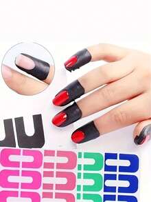 4 piezas Película protectora en forma de U para uñas - Pegatinas flexibles de látex sin olor para manicura, previene derrames de esmalte de uñas, impresión y protección contra manchas - Herramientas y accesorios para el cuidado de las uñas sin fragancia (color aleatorio) - Multicolor - Ver 1