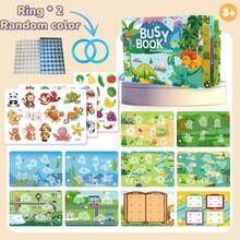 [互动忙碌书套装] 4 件忙碌书套装 | 适合 3-6 岁儿童的互动教育贴纸书 | 早期发展字母和词汇 | 耐用纸张，可重复使用的有趣形状 | 动物插图安静书，完美的节日礼物 - 彩色 - 查看 12