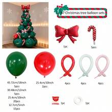 78/67/2pcs DIY Red & Green Latex Christmas Tree Set, Includes Red Bow/Silver Star With Candy Cane Foil Balloons, Christmas Decorations, Suitable For Room Decor, Home Decor, New Year, Christmas Wreath, New Year Decor, Christmas Tree Decor, Christmas Balloon Arch Decor, Christmas Tree Balloon Wreath Decor - Multicolor - View 15