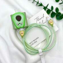 Funda protectora de aguacate compatible con iPhone 16/15/14/13, cable de carga, adecuado para cargador rápido de 18/20W - Avocado Color - Ver 3