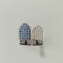 1pc Bling Bling Shiny Metal Full Zirconia Stone Hip Hop Teeth Grillz, Nightclub Shiny Accessory Unisex