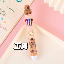 Capy-Bara- Cartoon 10-Colored Round Tip Pens For Creative Note-Taking, Pressurized Design, Multifunctional For Elementary Students - Random Colors and Styles - View 6