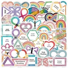 6/36/50 Pcs Mindful&Breathe Themed Stickers Non-Repeating Delicate Decoration For Holiday Gift Celebration Party&Home Decor Birthday Gift Skateboard Luggage Notebook Hand Account Water Bottle, Stickers For Teachers, Office Staff, Adults, School Teacher Classroom Supplies,Kpop,Scrapbook Supplies Decor,Teacher Office Gifts,