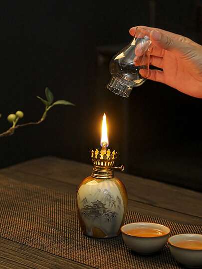 1个陶瓷长效烛台，手工制作，适用于茶室、家居、酒吧、佛像供奉、露营氛围灯，客厅、卧室、桌面装饰品，节日馈赠亲友佳品