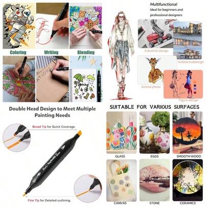 80Colores Plumones Doble Punta Pincel, 80 coloresplumones dobles, plumones Adecuado para artistas, principiantes, estudiantes, dibujar, dibujar, garabatear, crear y disear. 80Colores