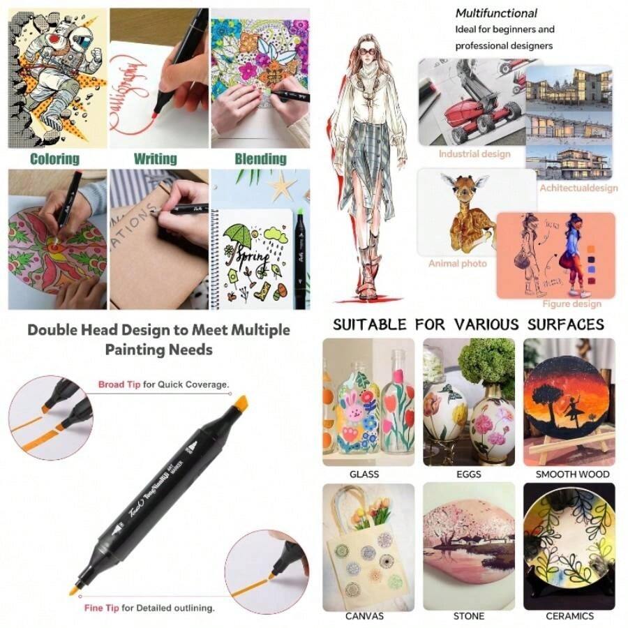 80Colores Plumones Doble Punta Pincel, 80 coloresplumones dobles, plumones Adecuado para artistas, principiantes, estudiantes, dibujar, dibujar, garabatear, crear y disear. 80Colores - 100 Colores-A - Ver 1