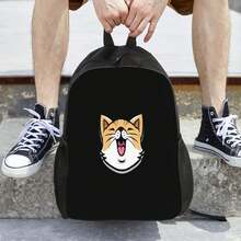 ZLIENSZUS Men'S Lightweight Backpack - Cute Happy Cat Face Design, Black With Orange Accents, Single Pocket, Comfortable For College, Work, Travel - Everyday Backpack For Students & Professionals, Backpack For School, Work Bag, Playful Design, Durable Straps, College Essentials, Stylish Accessory, Sturdy Construction, Office Workers - Nhiều màu - Xem 6