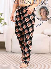 Pantaloni personalizabili, unici și confortabili, imprimeuri foto personalizate, cadouri, expresii distractive care înlocuiesc pantalonii inedite, material ușor și respirabil, cu uscare rapidă, material confortabil, o alegere drăguță pentru prieteni/parteneri, petreceri/cadouri de ziua de naștere - Negru - Vizualizare 2