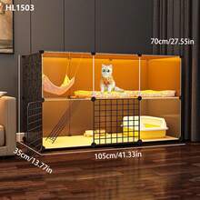 Indoor Cat Cage With Large Free Space, Cat House, Cat Cabinet, Pet Cage For Small Apartments - Multicolor - View 3