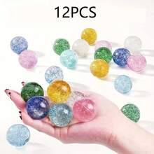 12pcs Sparkly Bouncing Ball Set, Plastic Cat And Dog Toy, Pet Entertainment Balls, Assorted Colors, With No Battery Needed, For Small Breeds, Party Favors, Birthday Gifts, School Prizes
