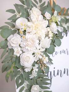 Bộ 2 món trang trí cổng hoa cưới và rèm cổng hoa giả, thích hợp cho tiệc chiêu đãi, bảng chào đón và phông nền lễ cưới. - 2pcs - Xem 5