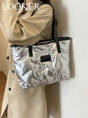 Höst/vinter Ny bomullsvadderad tygväska, Axelväska, Stor kapacitet