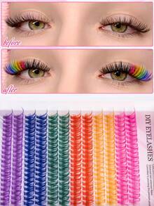 MEM 632/1240/120pcs Eyelash Clusters, High Volume, Curl Length 8-16mm, DIY Eyelash Clusters, Natural Look, Thick & Long, Super Soft & Lightweight, Reusable, Individual Segment Lashes, Eyelash Extension Kit, Suitable For Travel, Daily Wear (Beginner Friendly), Weddings, Dates, Parties, Holidays, Great For Christmas/Halloween/Gifts - 黑色 - 查看 10