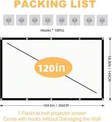 4K 72/100/120inch 3D Projection Screen, Projector Screen, Portable And Foldable High-Definition Anti-Wrinkle Projection Screen, Movie Projection Screen, 16:9 Indoor And Outdoor Dual-Sided Video Projection Screen, Suitable For All Models Of Projectors - Black and White - View 12