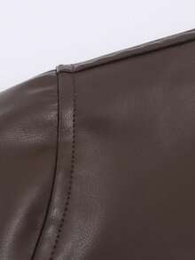 Damen einfarbige Reißverschluss Lässig vielseitige Langarm Jacke, braune Kunstleder Jacke mit melierter Textur, Gürtel am Saum, Bikerjacke im Vintage-Look, abgenutzt, Winterbekleidung für Damen, Damenjacken, Outfit für Thanksgiving, Wintermantel für Damen, Weihnachtskleidung für Damen, Winterjacke