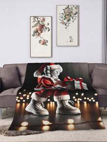 1pc Kawss Kawaii Kaw Gifts Blankets Ultra Soft Flannel Throw Blankets For Living Room Decor Bedroom Couch Sofa Chair Office Car - 黑色 - 查看 1