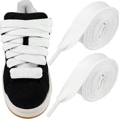 1 par de cadarços planos extra largos e grossos (120 cm/47 pol.), cadarços de reposição para tênis, cintos, sapatos e botas.