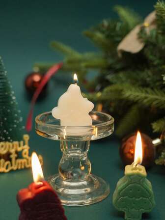 4pcs/Set Christmas Candles, Festive Celebration Romantic Atmosphere High-End Decor, Photography Props - Christmas Tree, Snowflake, Gingerbread Man, Reindeer, Santa Claus, Wreath, Apple, Christmas & New Year Holiday Gifts For Family And Friends, Christmas Decorations, Christmas Gifts