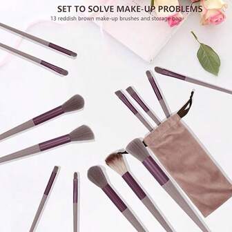【13件套多功能化妆刷套装】包含眼影刷/粉底刷/遮瑕刷 | 柔软亲肤刷毛，一刷搞定散粉/高光/腮红 | 全套化妆工具，妆效自然顺滑，新手也能轻松上手 | 柔软刷毛抓粉力强，妆容服帖不卡粉，日常必备 | 一套满足所有化妆需求，性价比高，深受化妆爱好者喜爱