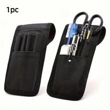 1pc Adjustable Waist Belt Pen Pouch, Fabric Multi-Compartment Design, Detachable Pencil Case, Pen Loop & Tool Slot, Hands-Free EDC Storage For Office, Outdoor, School, Fits Pens, Scissors - Black - View 11