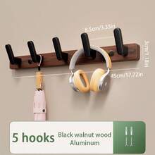 Ganchos de abrigo de madera, perchero para baño, entrada, vestidor - Negro - Ver 14