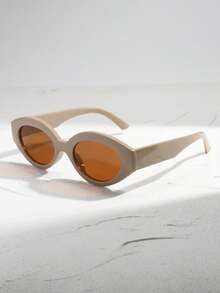 1pc Retro Oval Lip Shaped Fashion Glasses, Fashionable & Slimming Face Design, Suitable For Men And Women - Multicolor - View 6