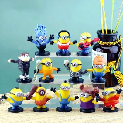 New "Despicable Me" Q-Style Solid, Large-Eyed Adorable Little Yellow Man Figurine, Perfect For Office Decoration.