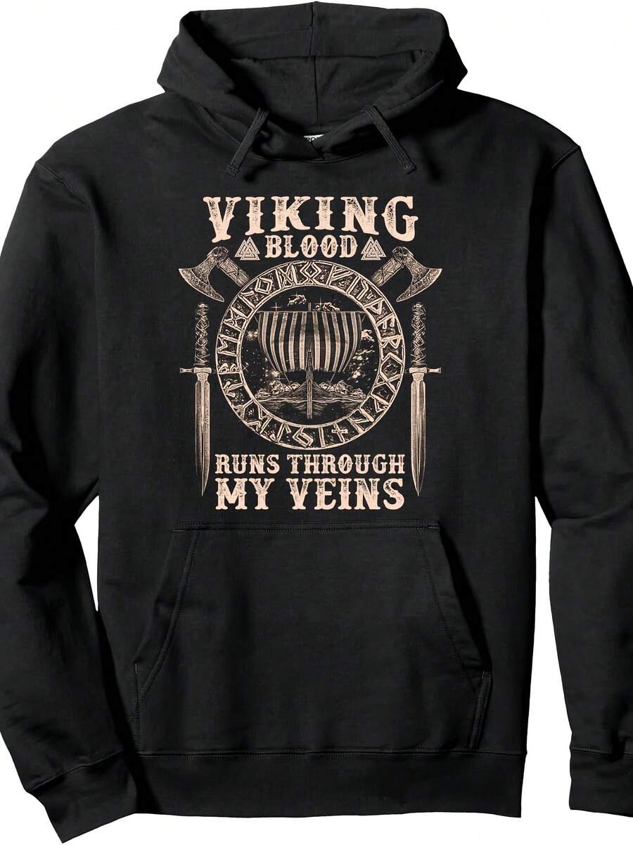 Viking Blood Runs Tough My Veins Ship Heritage Axe Pullover Hoodie - 款式22 - 查看 1