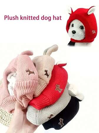 1pc Dog Hat, Fall/Winter Knit Pet Hat, Warm And Windproof, Comfortable Fabric, Suitable For Medium To Large Dogs As A Winter Warmth Hat
