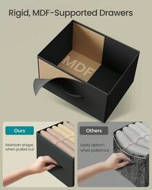 Dresser For Bedroom, Chest Of Drawers, Steel, MDF, 4 Non-Woven Fabric Drawers, Storage Organizer Unit, Closet, Entryway, Ink Black And Ebony Black - màu đen - Xem 6