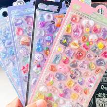 3D Cartoon Embossed Decorative Crystal Diamond Stickers, Cute Raised Stickers For Girls
