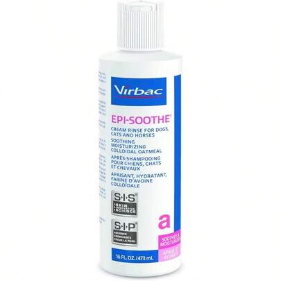 Virbac EpiSoothe Cream Rinse Pet Conditioner For Dogs Cats And Horses 16 Oz For Dry Or Sensitive Skin