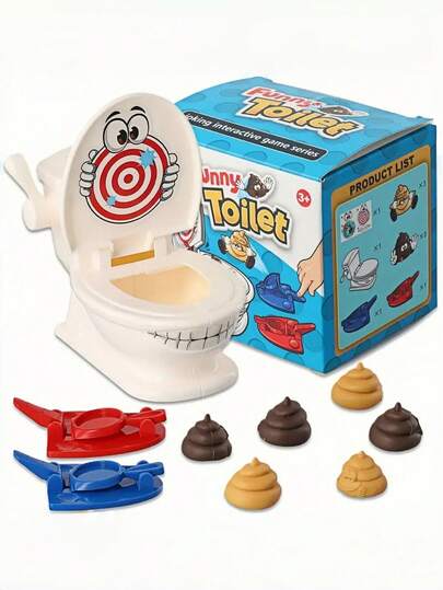 Juego de lanzamiento de caca - Un juego familiar interesante - Juego de lanzamiento de caca - Incluye 1 inodoro, 2 lanzadores rápidos, 6 cacas de plástico suave. Adecuado para niños y niñas de 3 años en adelante como regalo de juguete, regalo de Navidad, regalo de Halloween.