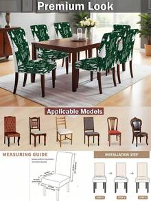 1pc/4pcs/6pcs/20pcs Christmas Stretch Chair Covers, Christmas Reindeer & Snowflake Xmas Gift, Wintergreen Tree Chair Back Protector Slipcover, Washable For Home, Dining Room, Living Room, Kitchen Decor - Multicolor - View 2