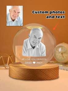 Customized Crystal Ball Night Light, Personalized 2D Photo Crystal Ball LED Base With Colorful Lighting, Customized Christmas Gift, Personalized Gift, Holiday Gift, Birthday Gift, Anniversary Gift, Christmas Decoration - Multicolor - View 25