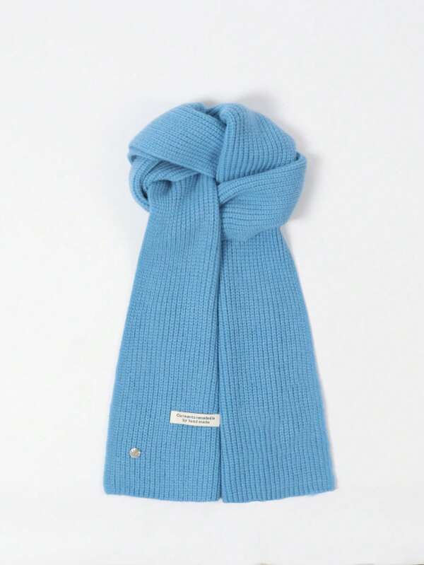 1pc Women's High-Quality Shell Button Knitted Scarf, Solid Color Minimalist Fashion Versatile Thick Neck Warmer, Suitable For Autumn/Winter, Couples, Students