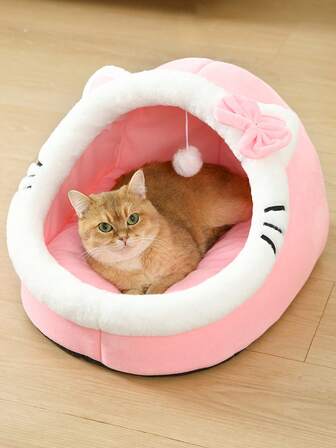 1pc Cozy & Cute Pet Cat Bed House, Removable & Washable Cat Shelter, Warm Pet Cave Nest For Rabbits, Small Dogs, Cats Indoor Use In Winter