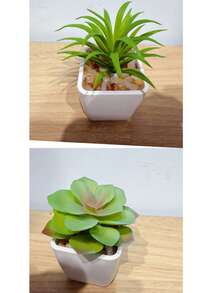 1 套（4 件）黑色花盆仿真植物与小型人造植物，包括用于室内家居装饰、办公室、浴室和卧室的花盆，配有塑料桉树和微型小麦草植物，非常适合室内办公桌人造植物装饰 - 彩色 - 查看 9