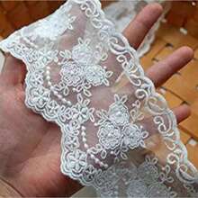 3.3 Inch/0.2 Yard Vintage Lace Satin Ribbon, Elegant Crown Satin Ribbon, Suitable For Crafts Sewing, Bridal Wedding Applique Decor, Gift Wrapping, Home Decor Table Cloth Curtain, Hat Packaging Decoration - Multicolor - View 7