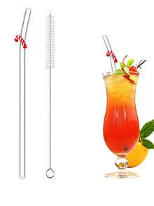 4 Pcs Boba Straw Glass Smoothie Straw Reusable Drinking Straw, Reusable Glass Clear Boba Straws And Brush, 14mm X 215mm Long Extra Wide Drinking Smoothie & Bubble Tea Straws, Vegetable Salad & Milkshake Straws