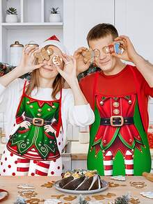 4pcs Santa Claus Dressed As Decorative Apron, Suitable For Both Female And Male Kitchen Chefs, Suitable As A Wedding, Christmas Or Thanksgiving Party Gift For Adult Cooking Supplies, Christmas Aprons For Women, Christmas Aprons Matching, Christmas Cooking, Christmas Kitchen Decorations, Family Apron Set, Aprons For Women Christmas, Christmas Themed Aprons, For Christmas Kitchen, Seasonal Kitchenware, - Multicolor - View 3