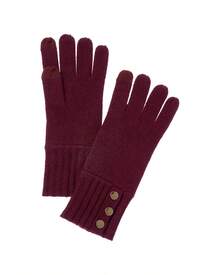 Bruno Magli Button Cuff Cashmere Gloves - 紅色 - 查看 2