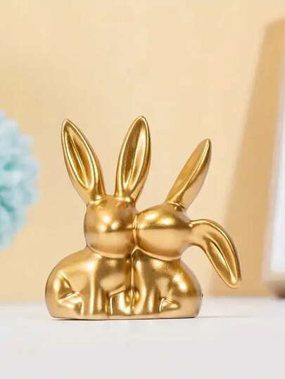 1 đồ trang trí tiệc Phục sinh hình thỏ, tượng thỏ dễ thương làm bằng nhựa, đồ trang trí để bàn bằng nhựa cho văn phòng tại nhà, thích hợp làm quà tặng Phục sinh