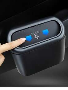 3 Pieces/ Set -1 Garbage Bin+2 Roll Garbage Bags, Car Side Door Hanging Storage Box,Mini Creative Car Garbage Bin/ Front And Rear Seat Accessories For Car Offices (Black) - Black - View 1