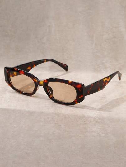 1pc Retro Chic Thick Frame Tortoiseshell Narrow Square Korean Style Glasses, Women's Fashion Accessory Suitable For Casual, Outdoor, Beach, Vintage Y2K Basic Glasses, Business Casual Gift, Daily Wear, Beach, Vacation, Walking, Shopping, Driving, Street Photography, Summer Beach Holiday, Outdoor, Travel