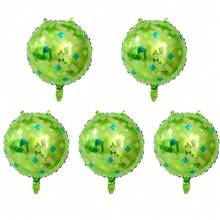 Baloane Pixel 5 buc/set, baloane folie verzi de 18 inch, decorațiuni de petrecere cu tematică Pixel, potrivite pentru sărbători